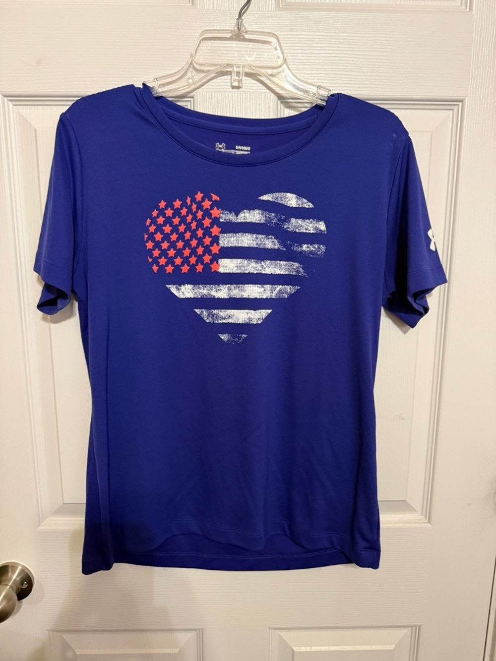 Under Armour Women’s Purple Athletic Tee with Flag Heart Graphic